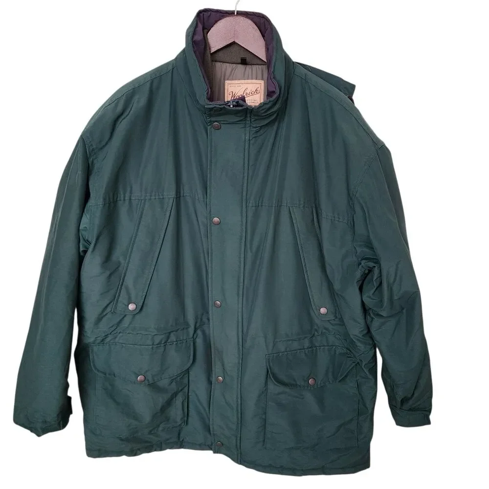 Vtg Woolrich Dark Pine Parka Jacket Men's XL 60/40 Cotton Nylon Insulated Hooded